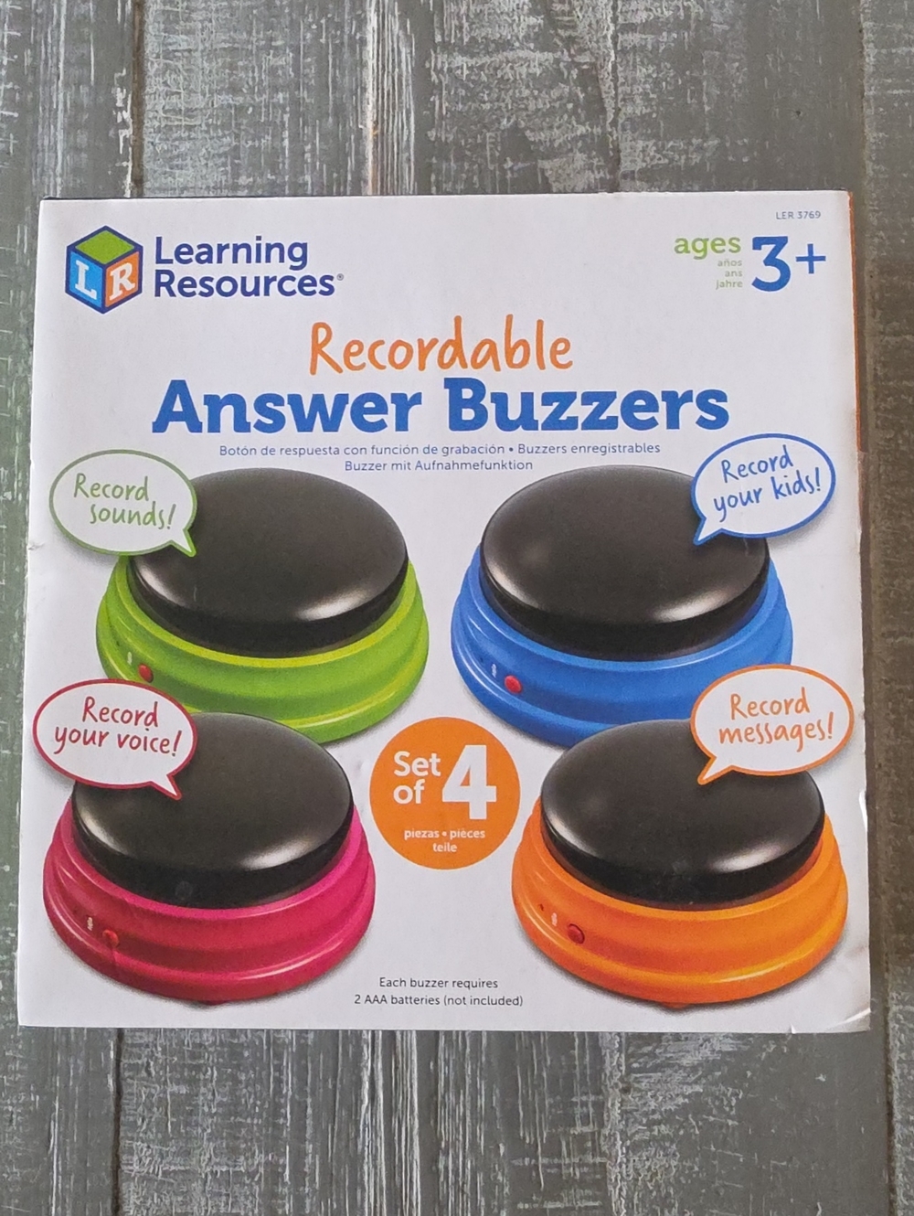 Learning Resources Recordable Answer Buzzers (Set of 4) Ages 3+, For Kids & Dogs